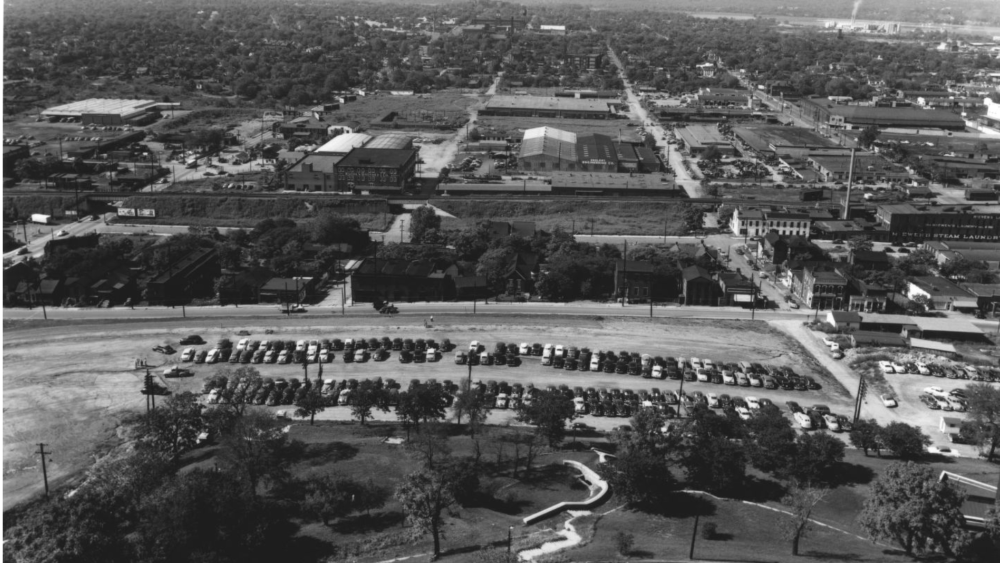 An aerial view of Nashville from the top of the capitol overlooking North Nashville in 1952.