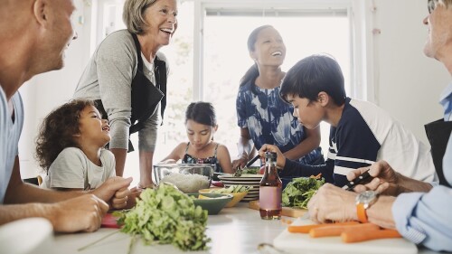 A family together at a kitchen table