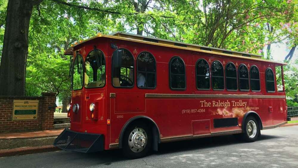 A red trolley