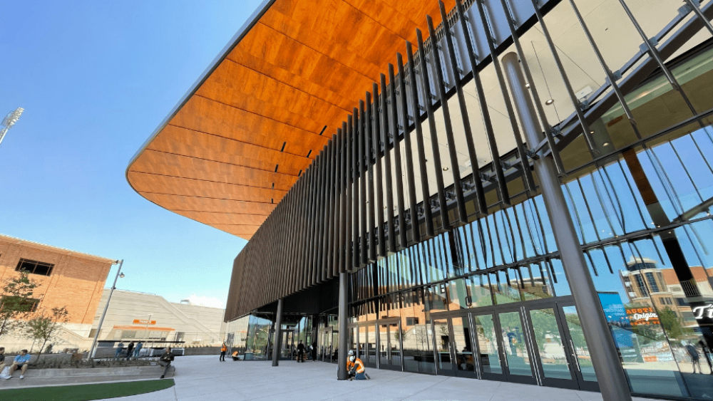 The Moody Center's entrance, from outside