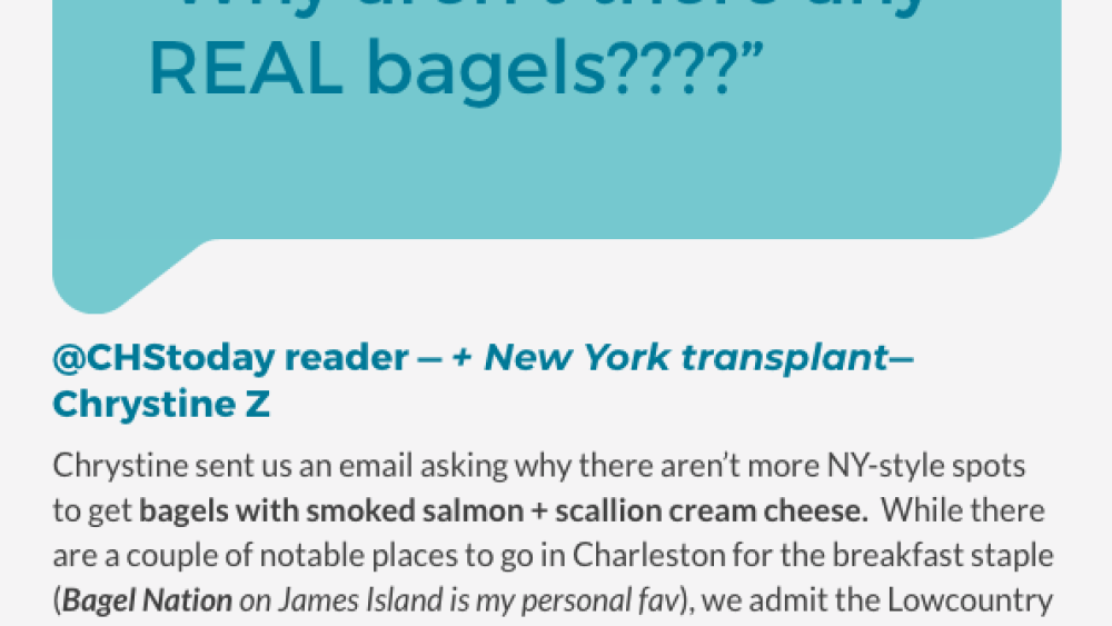 screencap of quote from chstoday reader asking "why aren't there any real bagels???"