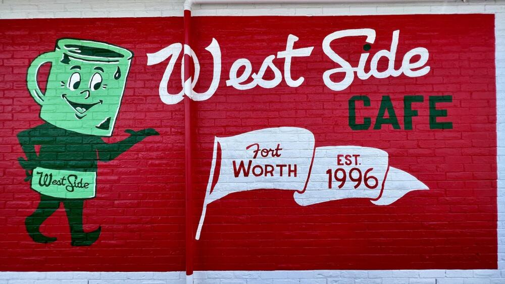 Photo of red and green mural.