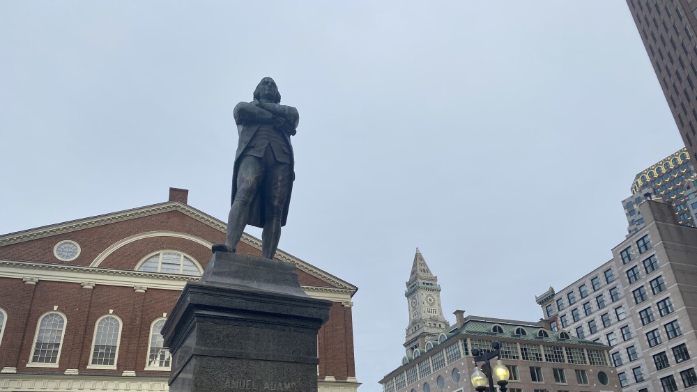 The Samuel Adams statue in downtown Boston.