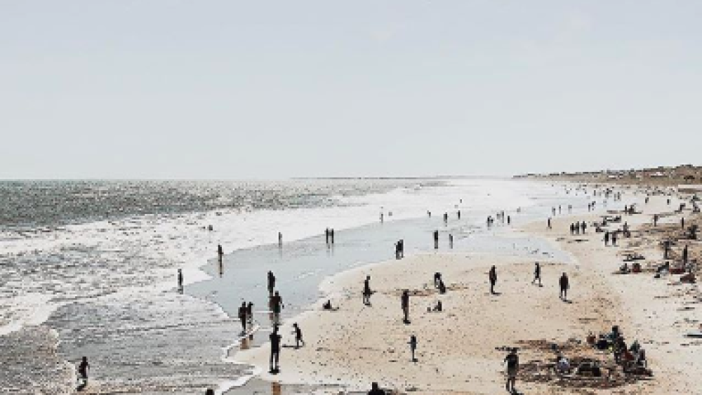 people on folly beach