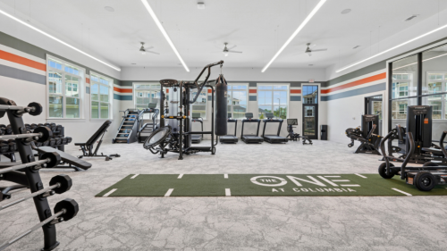 An image of the fitness center at The One at Columbia.