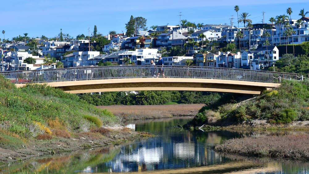 The new San Elijo Lagoon pedestrian suspension bridge