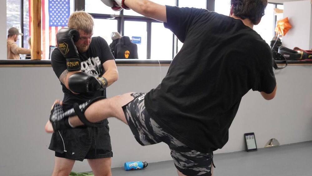 Two men boxing in Asheville, NC