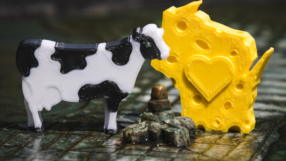 3D printed cow and Wisconsin