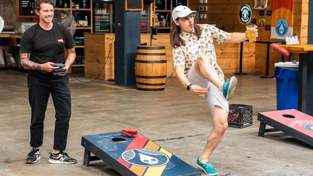 Enjoy corn hole and ping pong at the Rhinegeist Brewery. | Photo via @rhinegeist