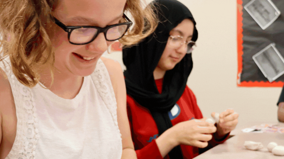 CCMMS middle school students work on projects and socialize.