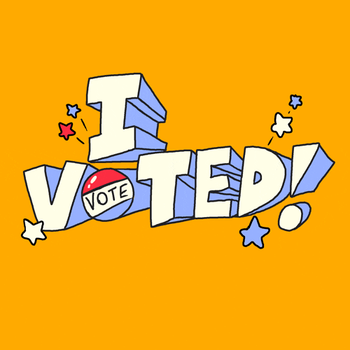 A cartoon gif that says "I voted."