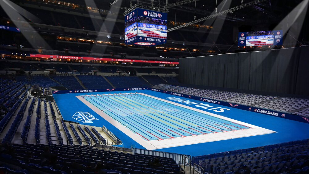 A rendering of an Olympic-size pool in Lucas Oil Stadium