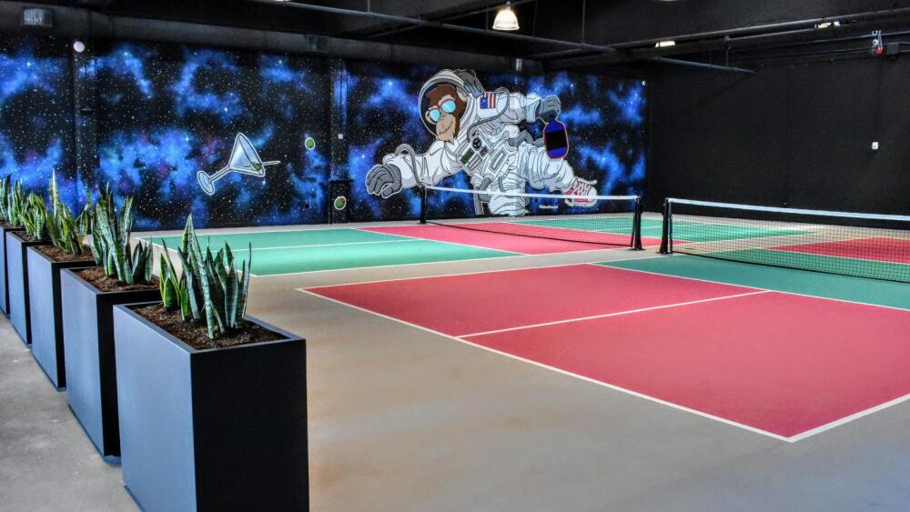 Head to Southie for a space monkey-themed pickleball experience. | Photo provided by PKL