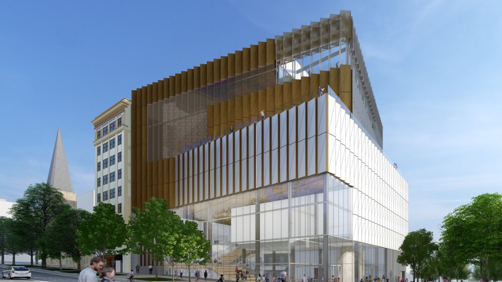 Wisconsin History Center rendering, modern angular glass building