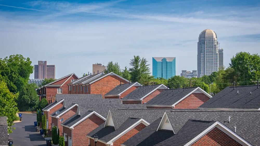 WStoday: Winston-Salem aerial footage overlooking tall buildings